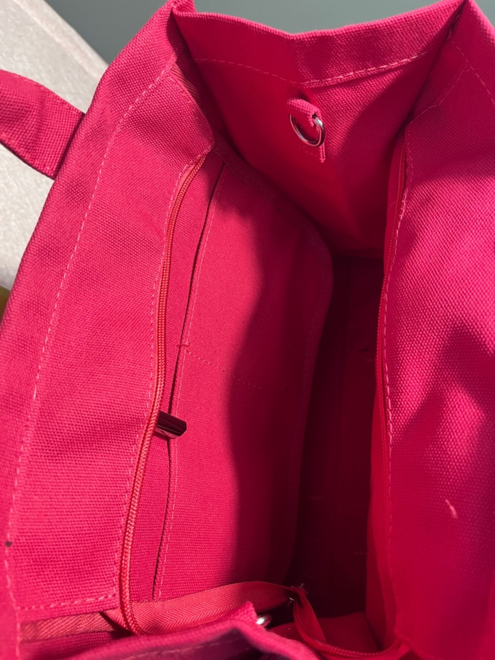 Bold Pink Canvas Tote Bag with White Lettering- NWT - Picture 2 of 3